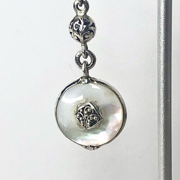 LOIS HILL Mother of Pearl Earrings Inlaid w Sterling Silver Reverses To Cutout - Picture 5 of 13